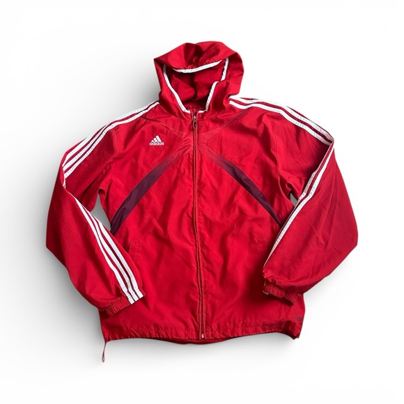 adidas Other - Adidas Crimson Hooded Jacket with White Stripes